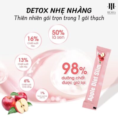 Thạch táo giảm cân Hemia, giảm cân an toàn tại nhà, 1 hộp 10 cái, chính hãng Hàn Quốc/hộp